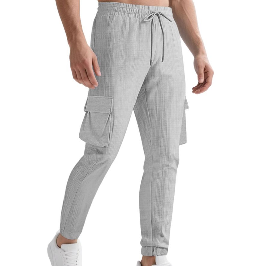 Pantalones cargo casuales de mezcla de lino para hombre - Ligeros y transpirables NDF-00006