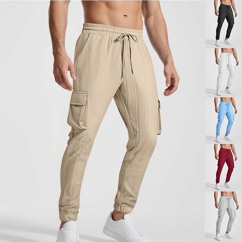 Pantalones cargo casuales de mezcla de lino para hombre - Ligeros y transpirables NDF-00006