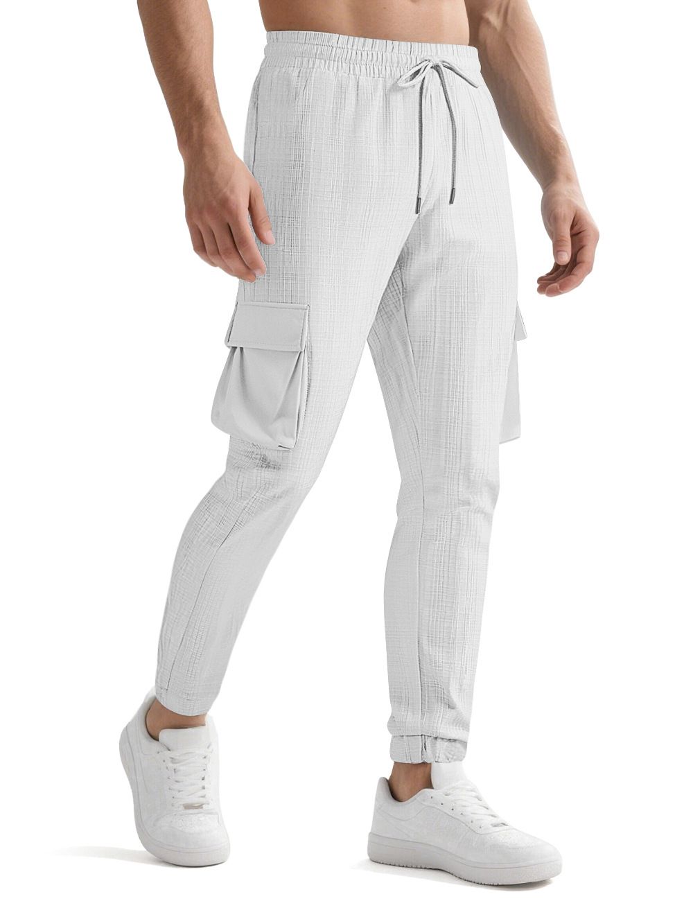 Pantalones cargo casuales de mezcla de lino para hombre - Ligeros y transpirables NDF-00006