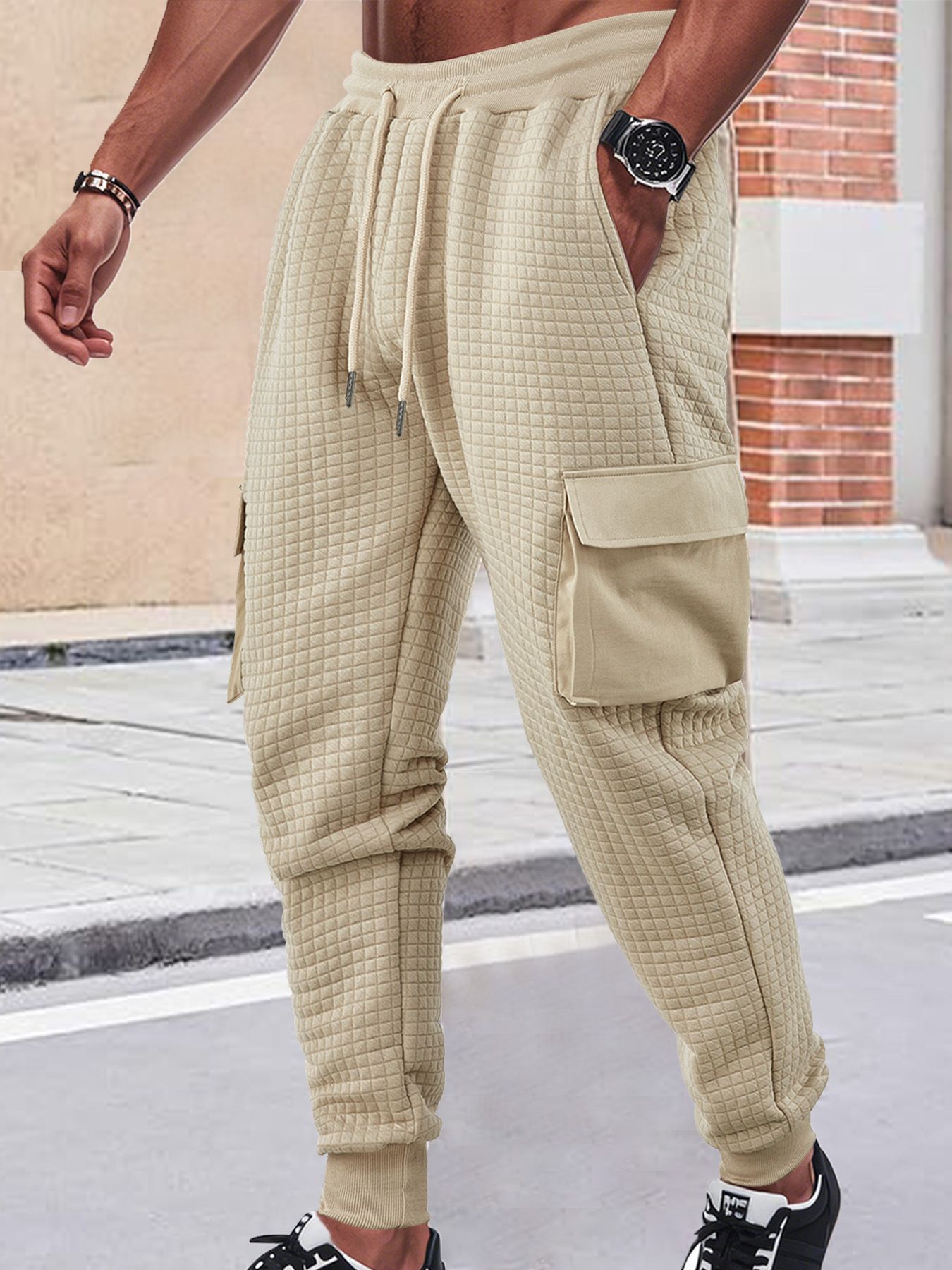 Pantalones deportivos cargo de polar estilo Carhartt para hombre, gruesos y apilados, NDF-00007