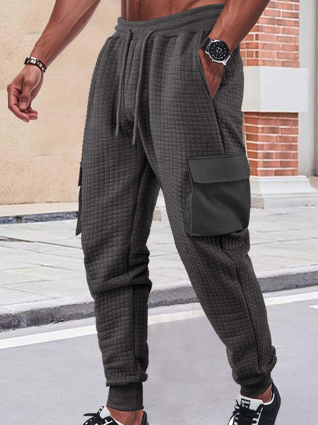 Pantalones deportivos cargo de polar estilo Carhartt para hombre, gruesos y apilados, NDF-00007