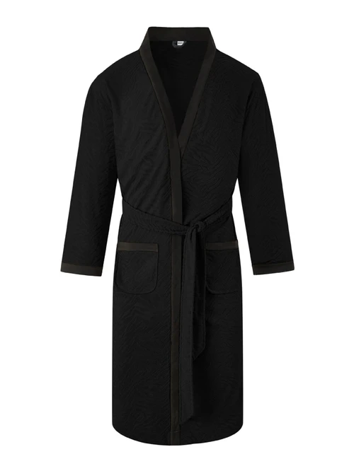 Men's Long Jacquard Bathrobe Soft Solid Color Sleep Robe NDF-00001