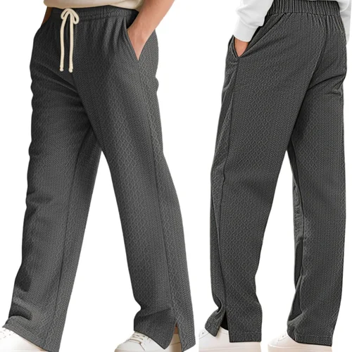 Pantaloni da uomo a gamba dritta in maglia testurizzata, abbigliamento sportivo casual NDF-00009