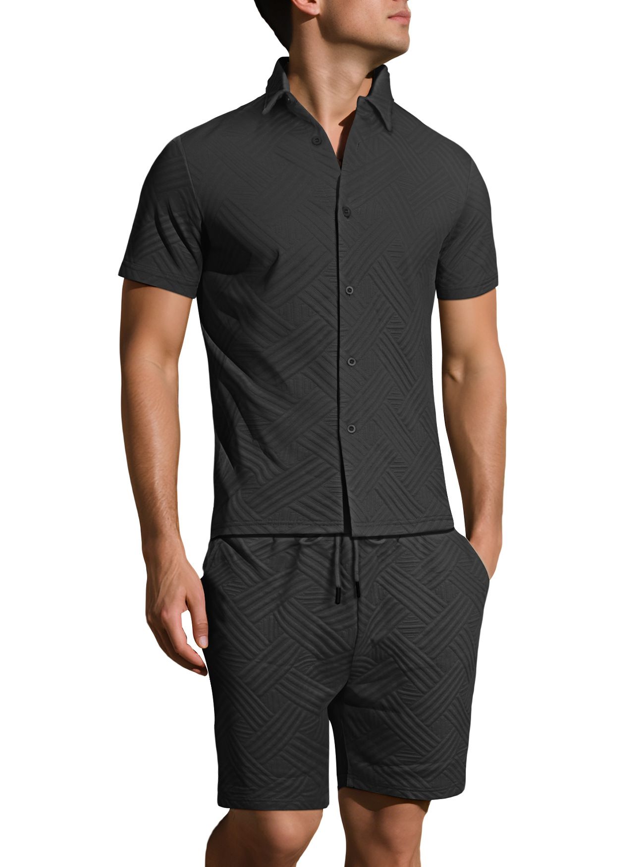 Cotton Printed Summer Outfit Men's Casual Short Sleeve Set NDF-00028