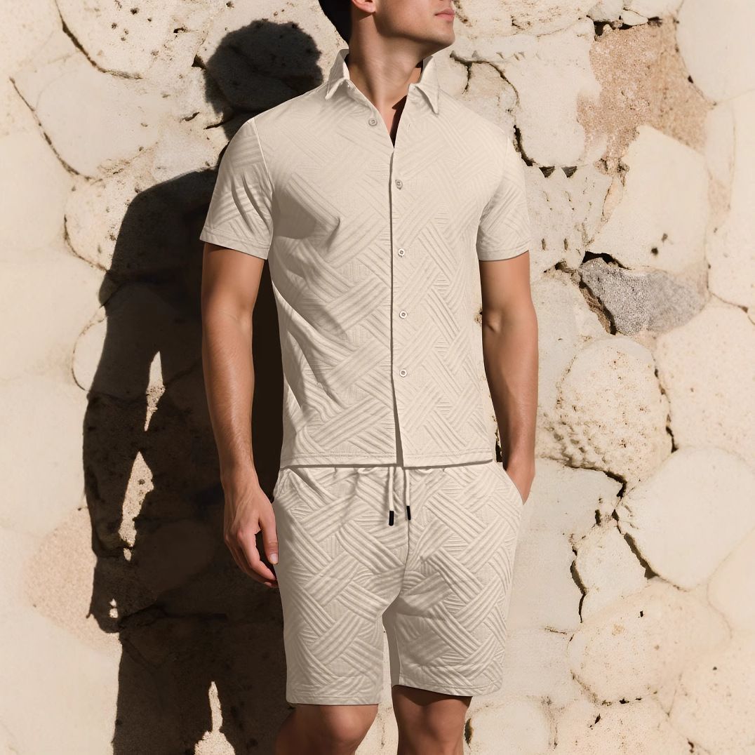 Cotton Printed Summer Outfit Men's Casual Short Sleeve Set NDF-00028