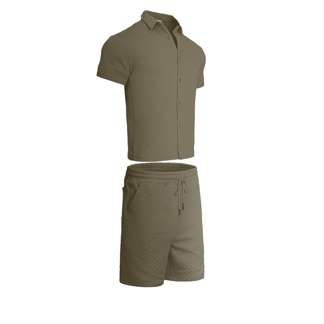 Cotton Printed Summer Outfit Men's Casual Short Sleeve Set NDF-00028