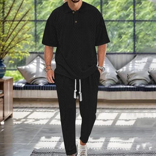 Conjunto de estar por casa para hombre en tejido jacquard grueso - Primavera/Verano NDF-00036