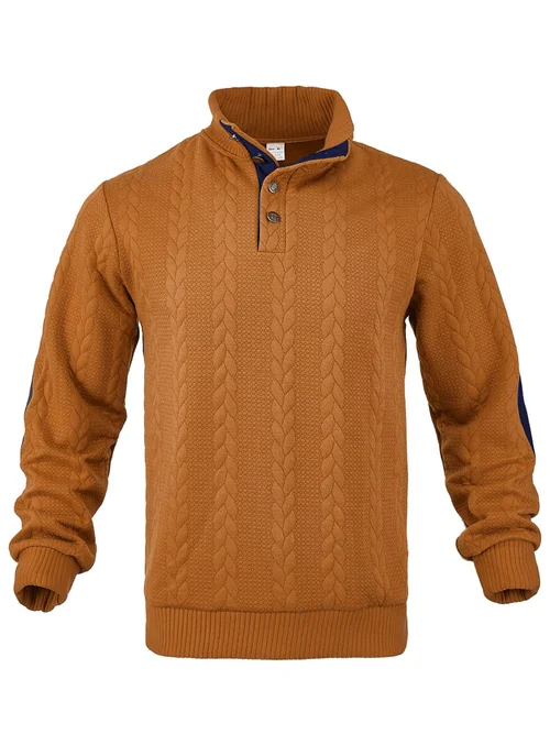 Felpa Henley jacquard a maniche lunghe ricamata NDF-00006