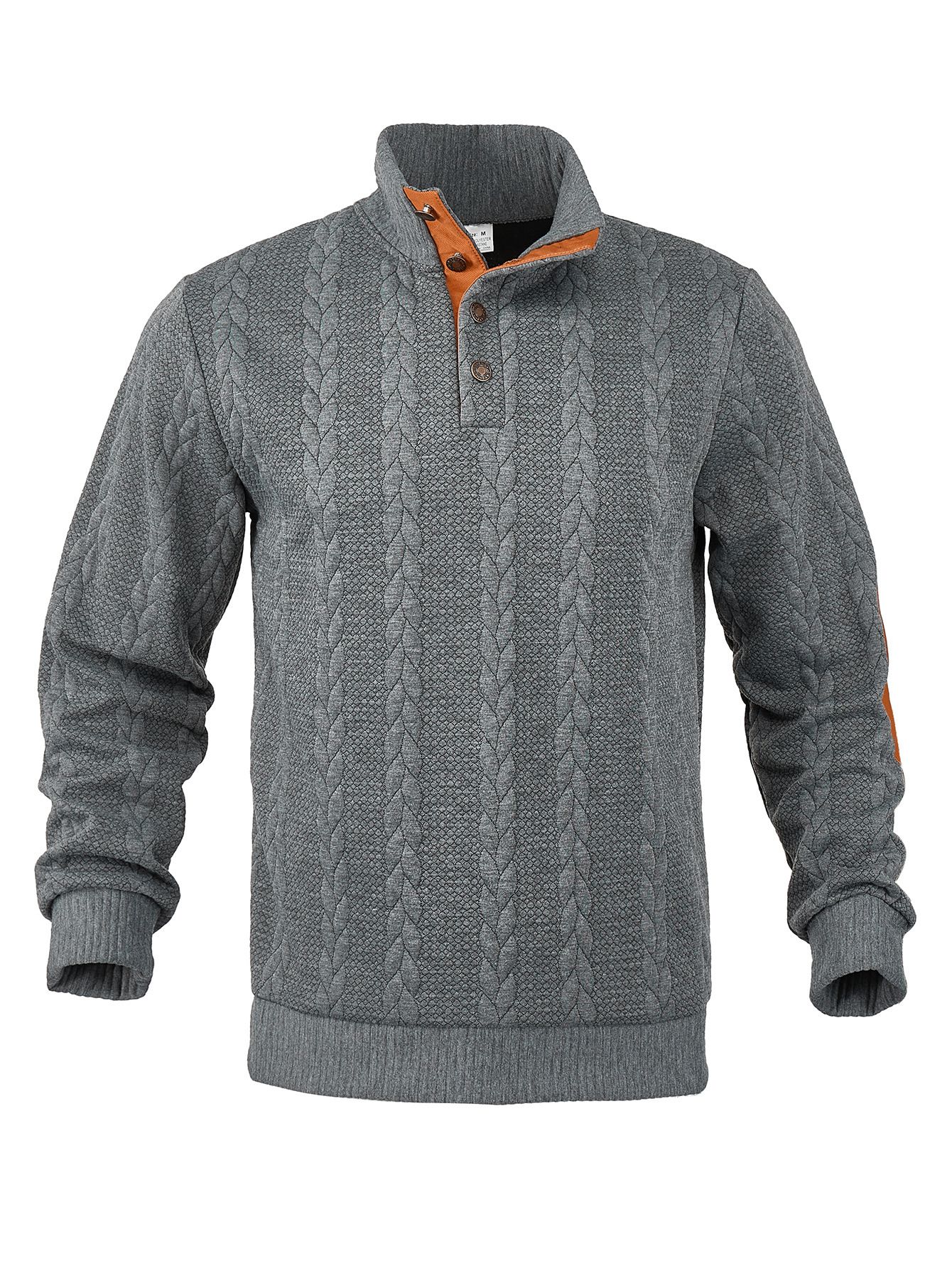Jacquard Henley Long Sleeve Embroidered Sweatshirt NDF-00006