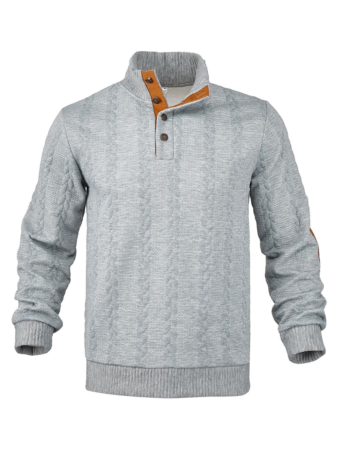Jacquard Henley Long Sleeve Embroidered Sweatshirt NDF-00006