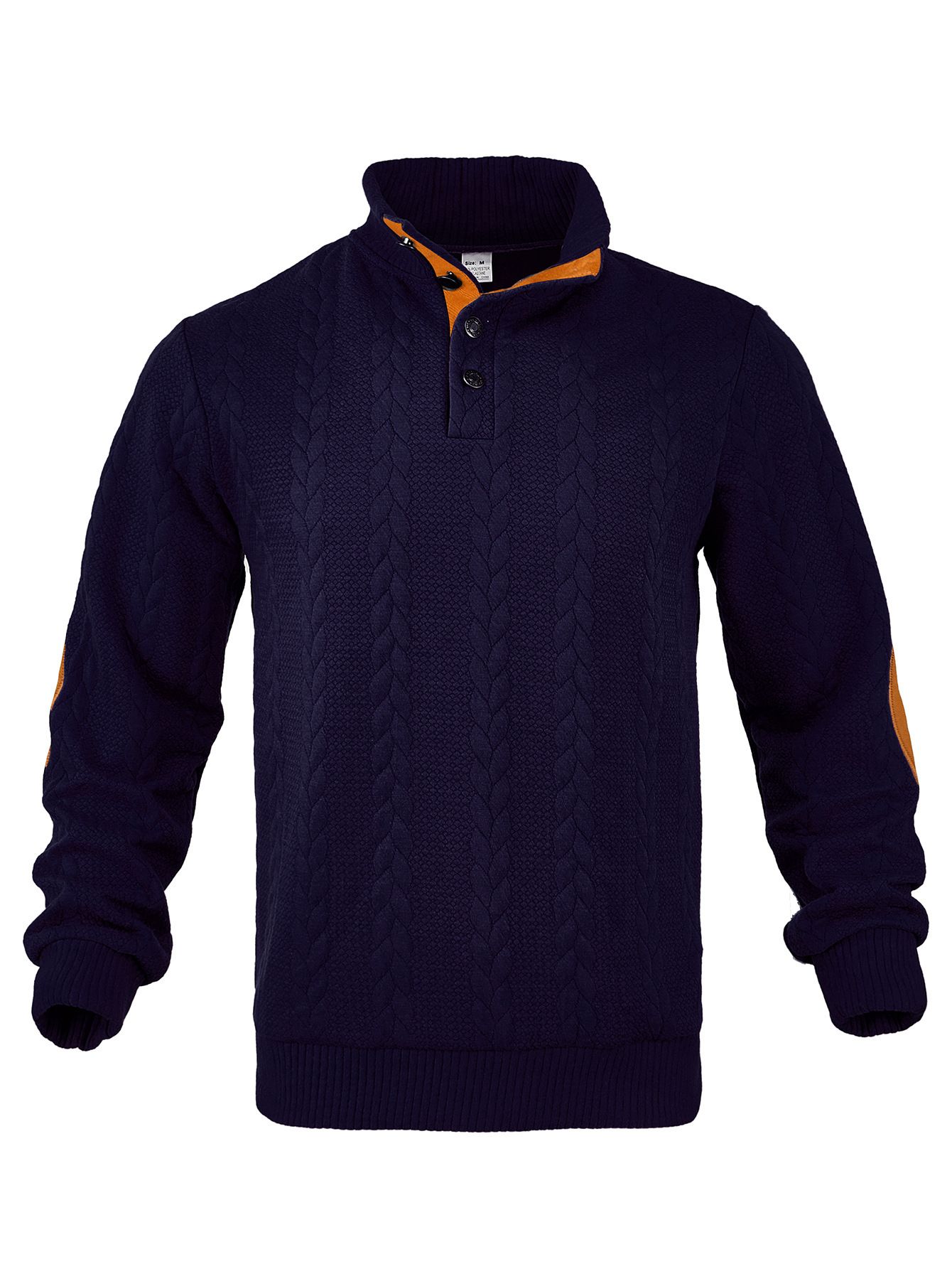 Jacquard Henley Long Sleeve Embroidered Sweatshirt NDF-00006