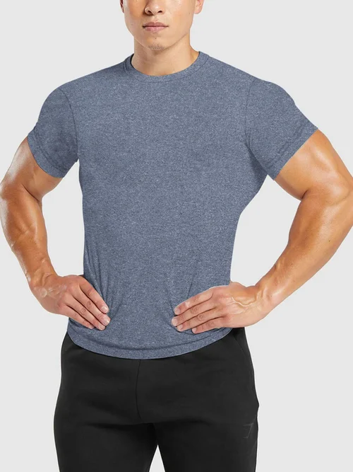 T-shirt girocollo da uomo a tinta unita, traspirante e ad asciugatura rapida NDF-00012