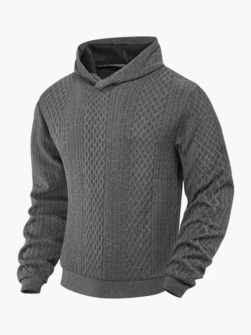 Felpa con cappuccio da uomo in jacquard tinta unita - Leggera, ideale per la primavera NDF-00007