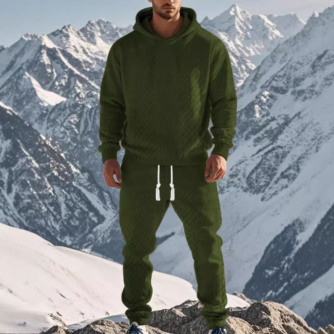 Men's Jacquard Hoodie Sweatshirt Tracksuit - Oversized Casual Long Sleeve NDF-00040