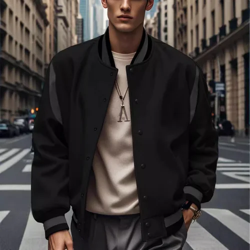 Giacca stile college in pile con cerniera, modello bomber NDF-00009