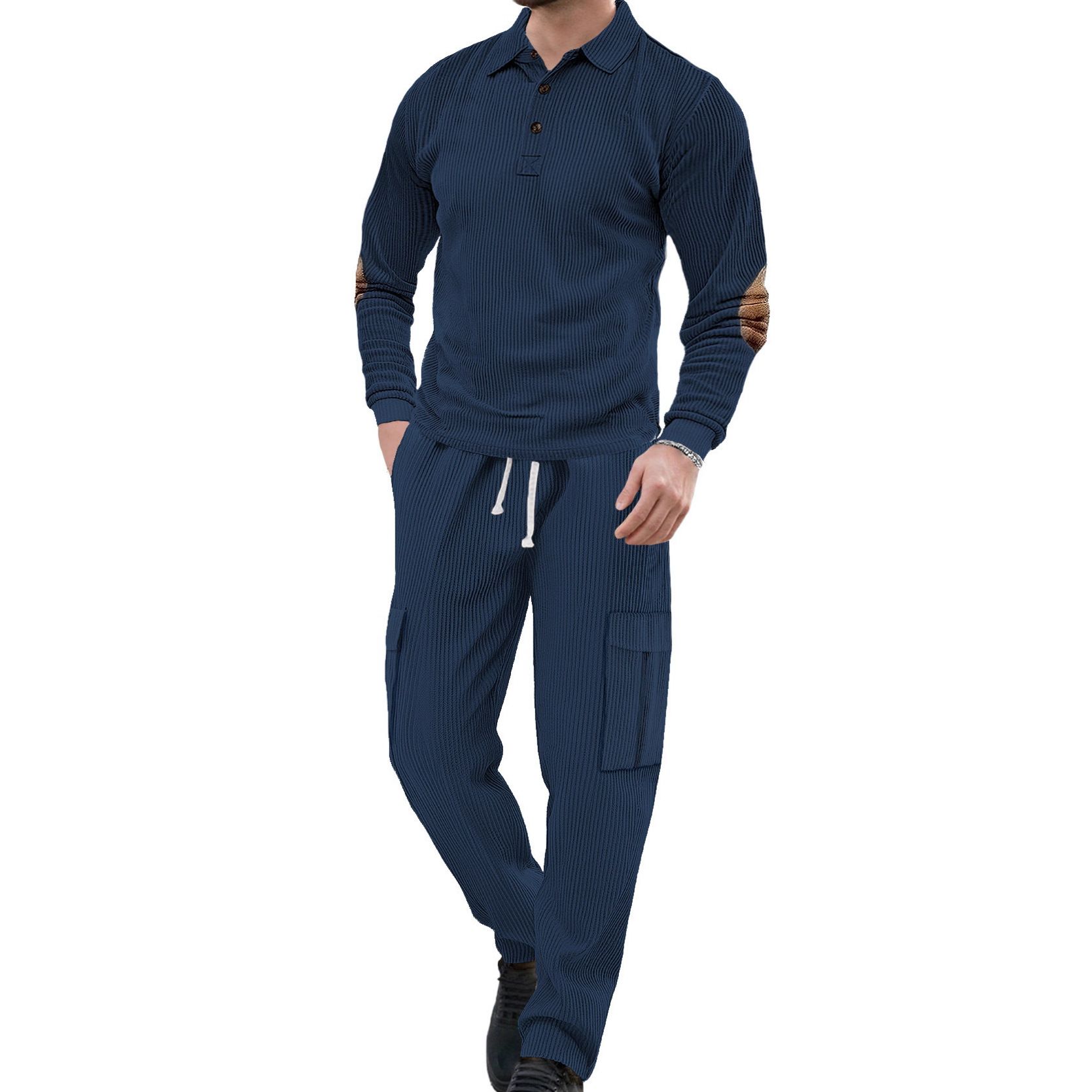 Ensemble de survêtement décontracté pour homme, manches longues, imprimé, deux pièces NDF-00043