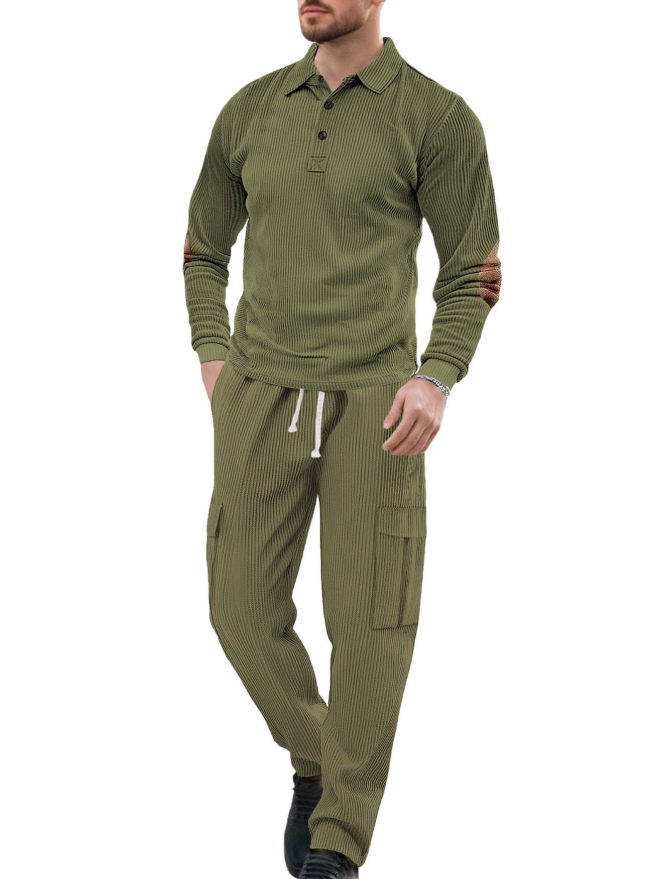 Ensemble de survêtement décontracté pour homme, manches longues, imprimé, deux pièces NDF-00043