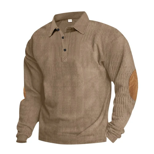 Corduroy Men's Pullover Polo Sweatshirt - Street Style NDF-00016