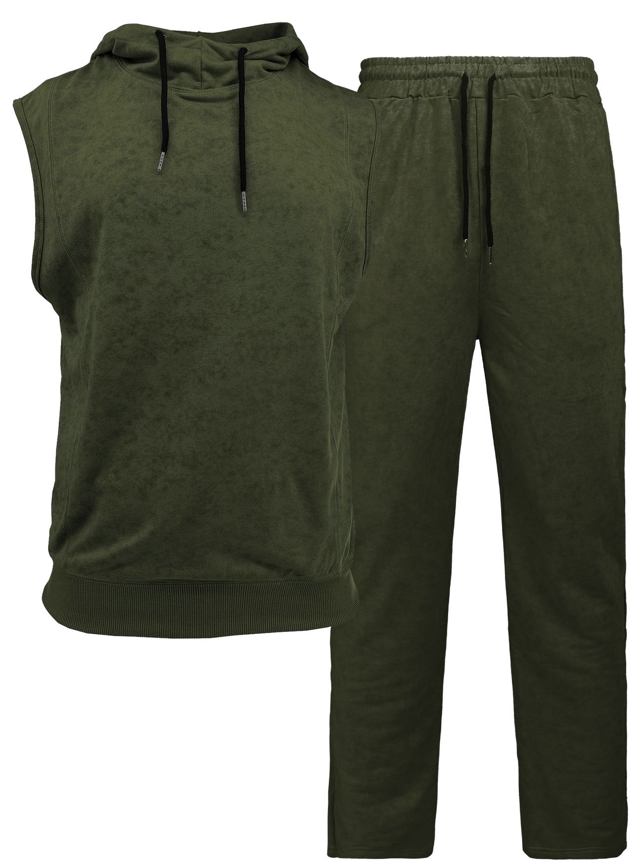 Distressed Athletic Shorts Hoodie Set - Sleeveless Men's Gym Outfit NDF-00044