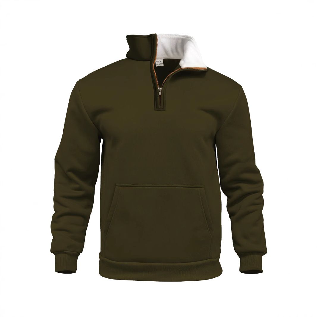 Felpa pullover a maglia waffle con mezza zip e maniche lunghe NDF-00014