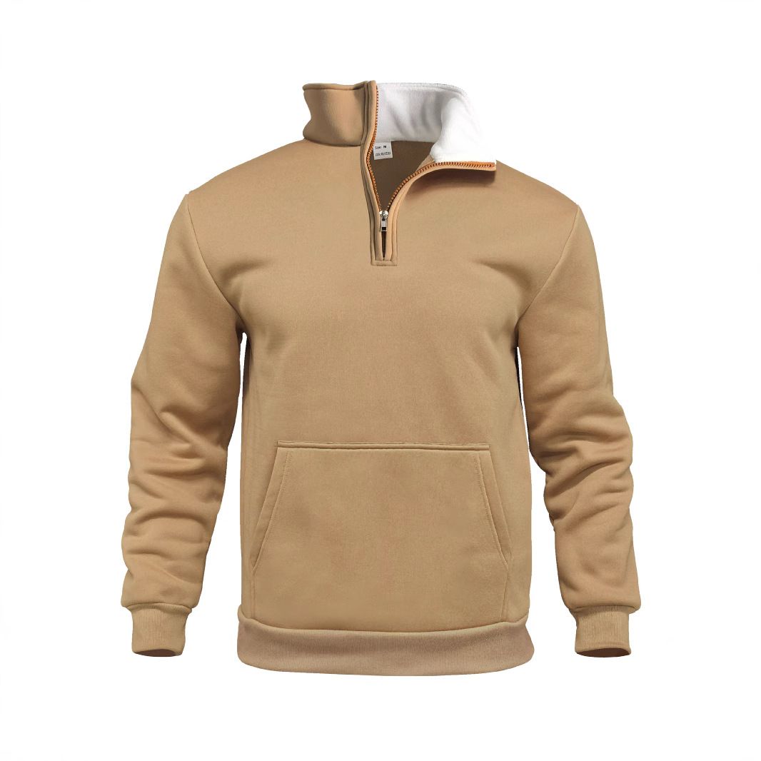 Felpa pullover a maglia waffle con mezza zip e maniche lunghe NDF-00014