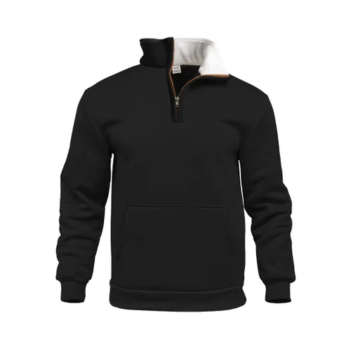 Felpa pullover a maglia waffle con mezza zip e maniche lunghe NDF-00014