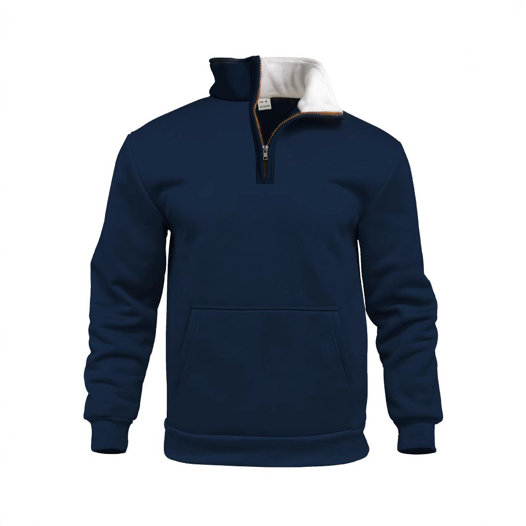 Felpa pullover a maglia waffle con mezza zip e maniche lunghe NDF-00014