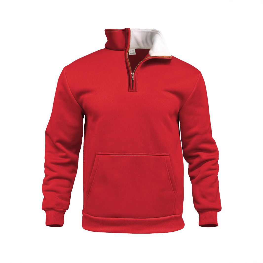 Felpa pullover a maglia waffle con mezza zip e maniche lunghe NDF-00014
