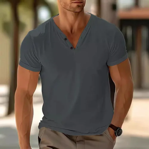 T-shirt sportiva da uomo con scollo a V, traspirante e ad asciugatura rapida NDF-00017