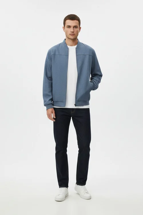 Cardigan da uomo in pelle scamosciata con cerniera, stile casual retrò, a maniche lunghe NDF-00010