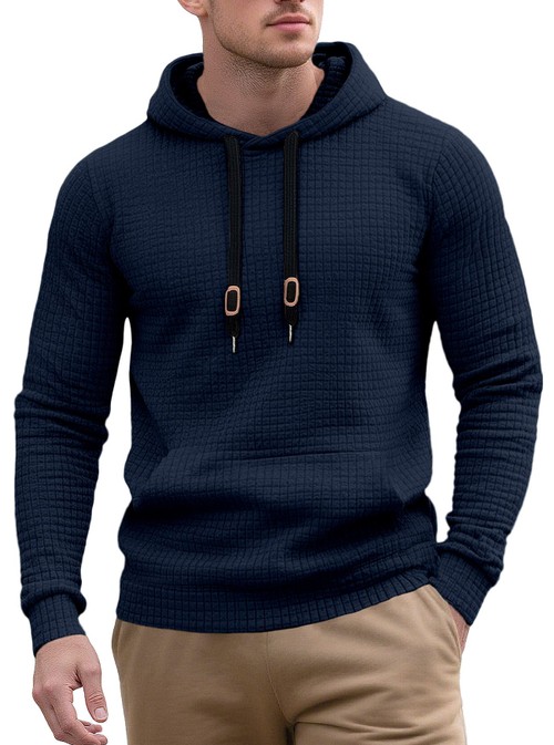 Men's Jacquard Hoodie Sweatshirt with Drawstring - Casual Spring/Autumn NDF-00015