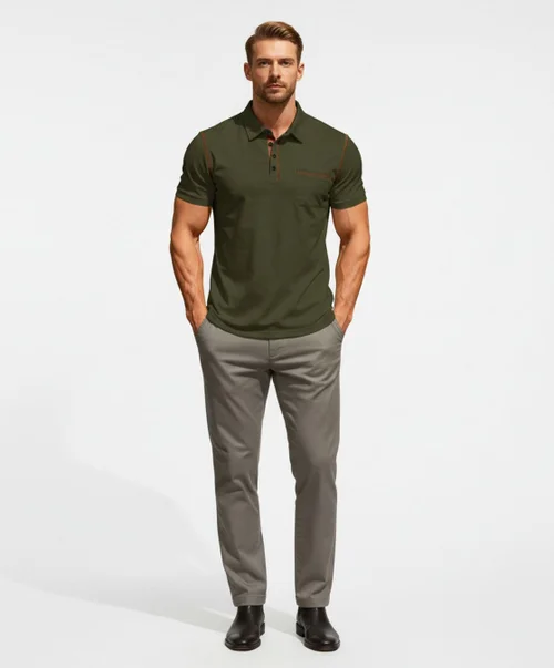 Polo casual da uomo, estiva, a maniche corte, sportiva, modello NDF-00017
