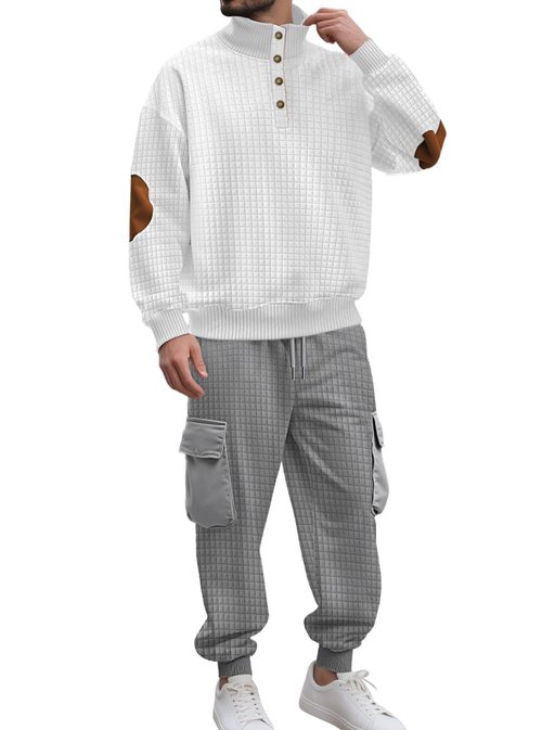 Completo casual composto da pantaloni a quadri in maglia e felpa con cappuccio - Due pezzi NDF-00048