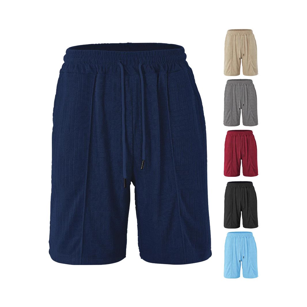 Pantalones cortos de tela de felpa para hombre - Verano, informales, transpirables, deportivos, NDF-00007