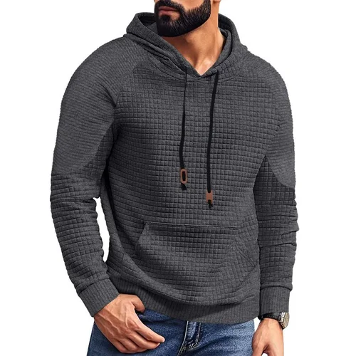 Felpa con cappuccio a quadri da uomo con tasca NDF-00017