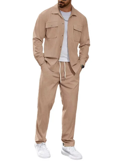 Completo sportivo casual da uomo: giacca con bottoni e tasche, pantaloni a gamba dritta NDF-00052
