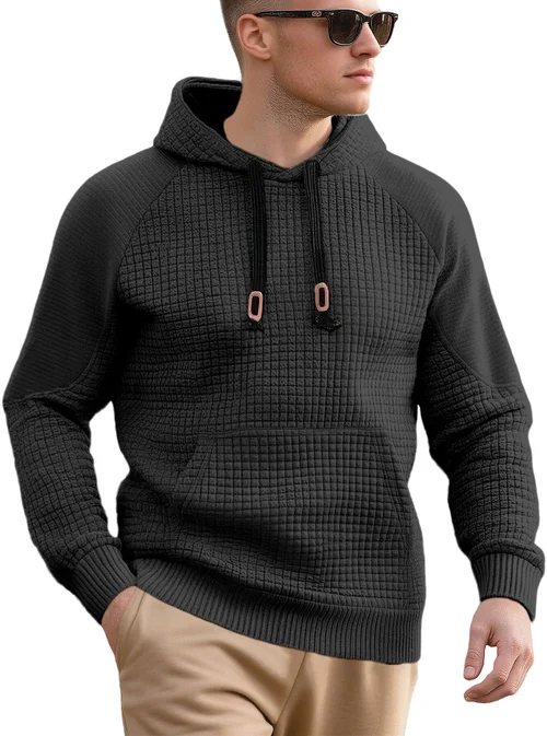 Felpa con cappuccio jacquard da uomo, maniche lunghe, casual, pullover NDF-00018