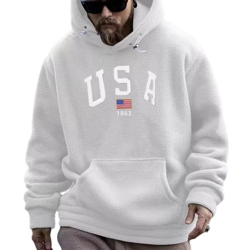 Fleece Hoodie Men's Thickened Casual Embroidered Sweatshirt NDF-00021