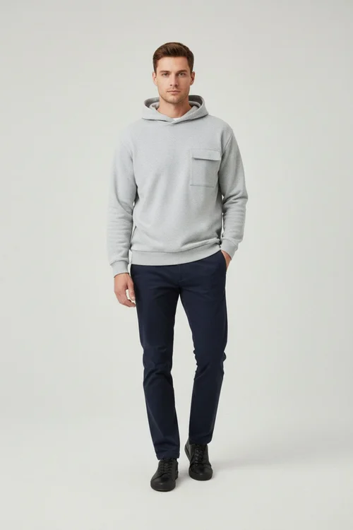 Felpa con cappuccio in pile - Felpa casual da uomo alla moda NDF-00023
