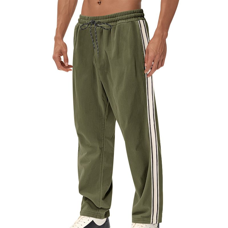 Corduroy Striped Lounge Pants - Relaxed Fit Athletic Trousers NDF-00024
