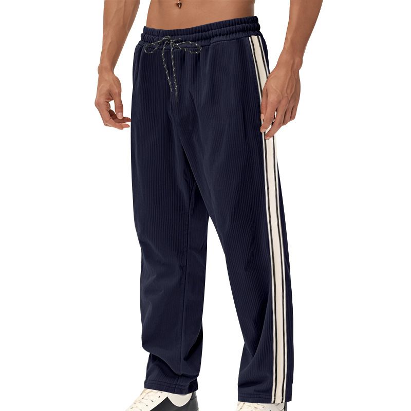 Corduroy Striped Lounge Pants - Relaxed Fit Athletic Trousers NDF-00024