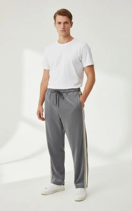 Pantaloni da casa a righe in velluto a coste - Pantaloni sportivi dalla vestibilità comoda NDF-00024