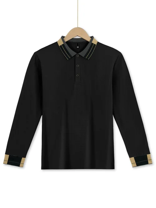 Polo a maniche lunghe in maglia waffle di cotone, con bottoni e vestibilità casual NDF-00024