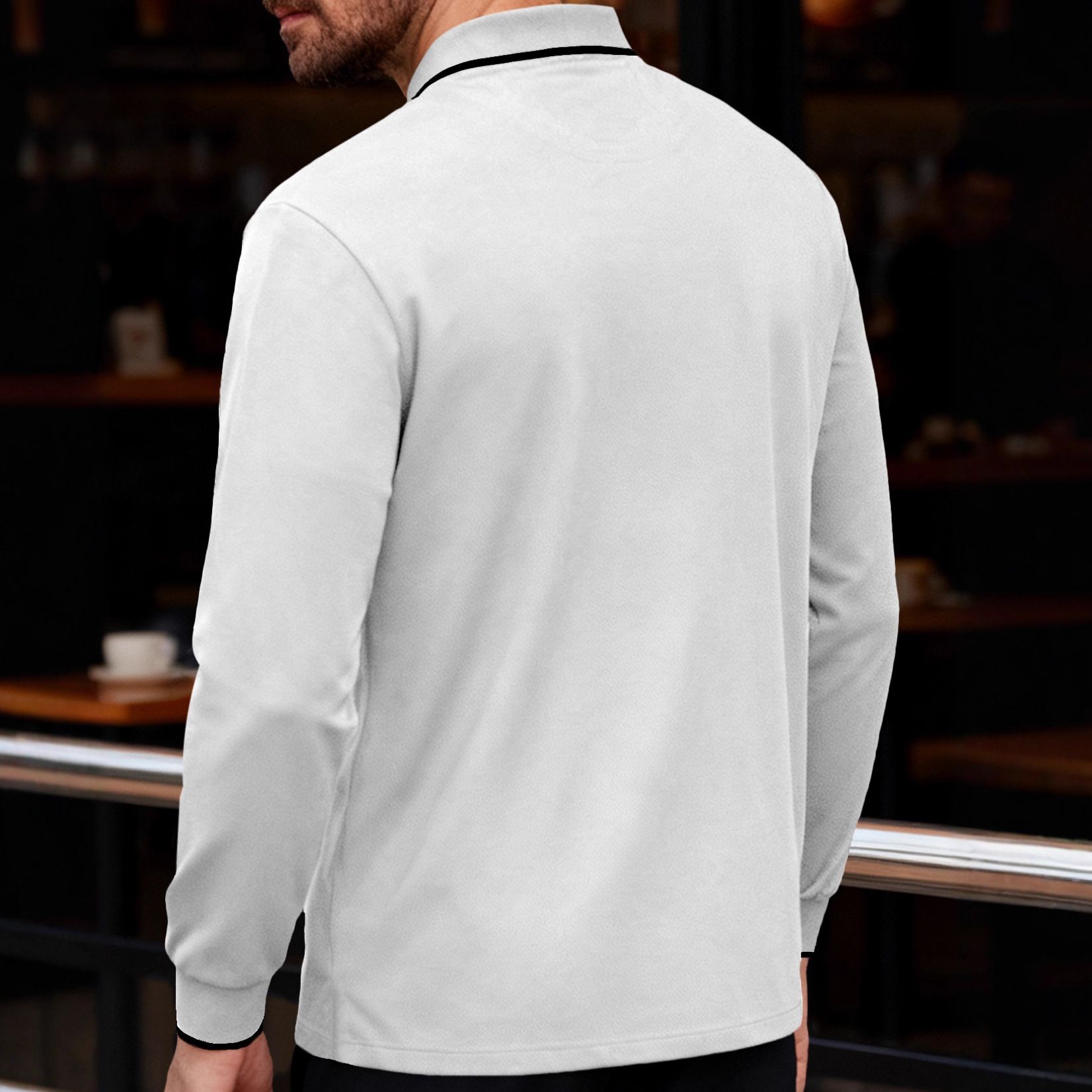 Polo da uomo casual a maniche lunghe - Leggera, tinta unita NDF-00026