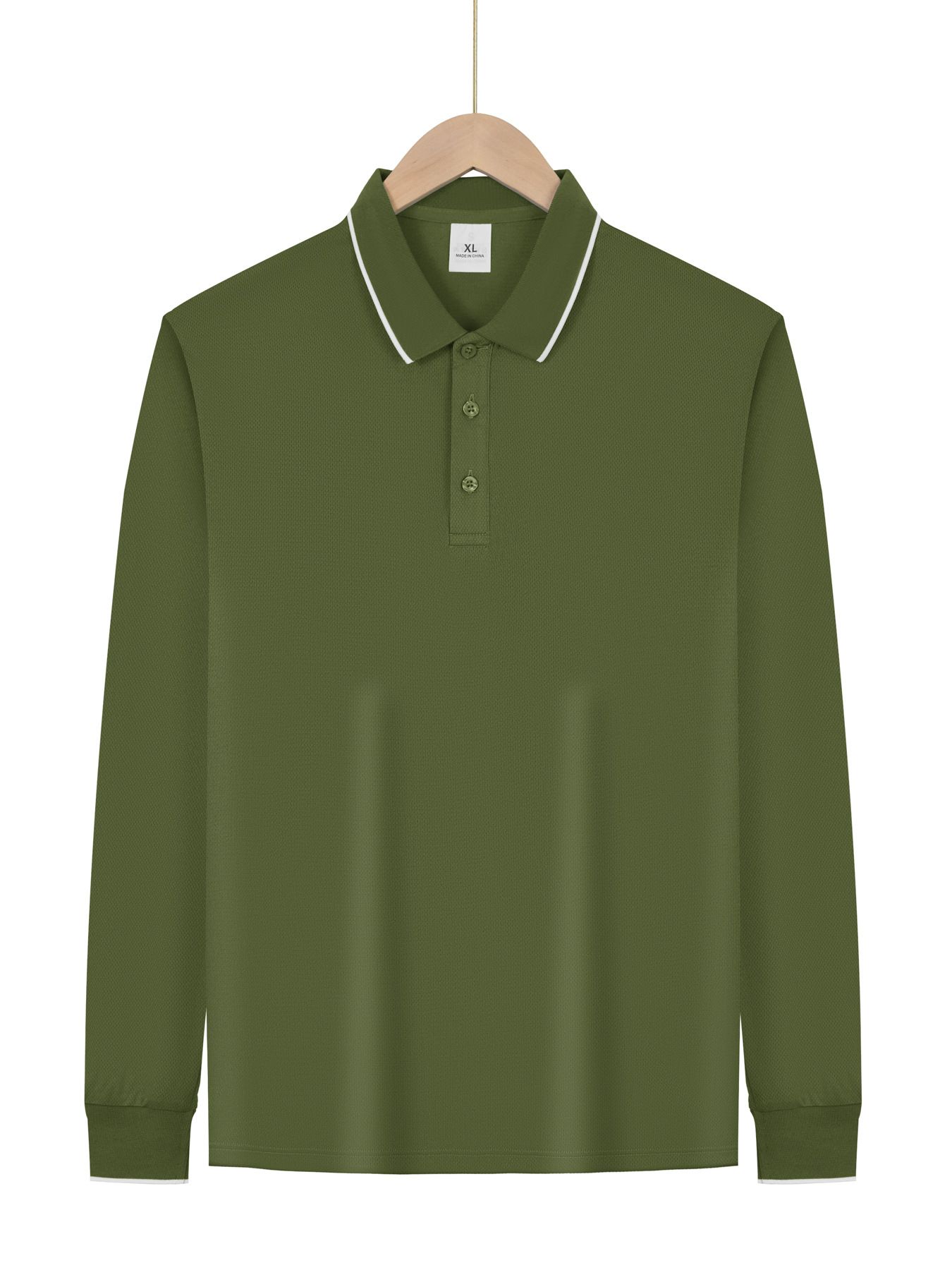 Polo da uomo casual a maniche lunghe - Leggera, tinta unita NDF-00026