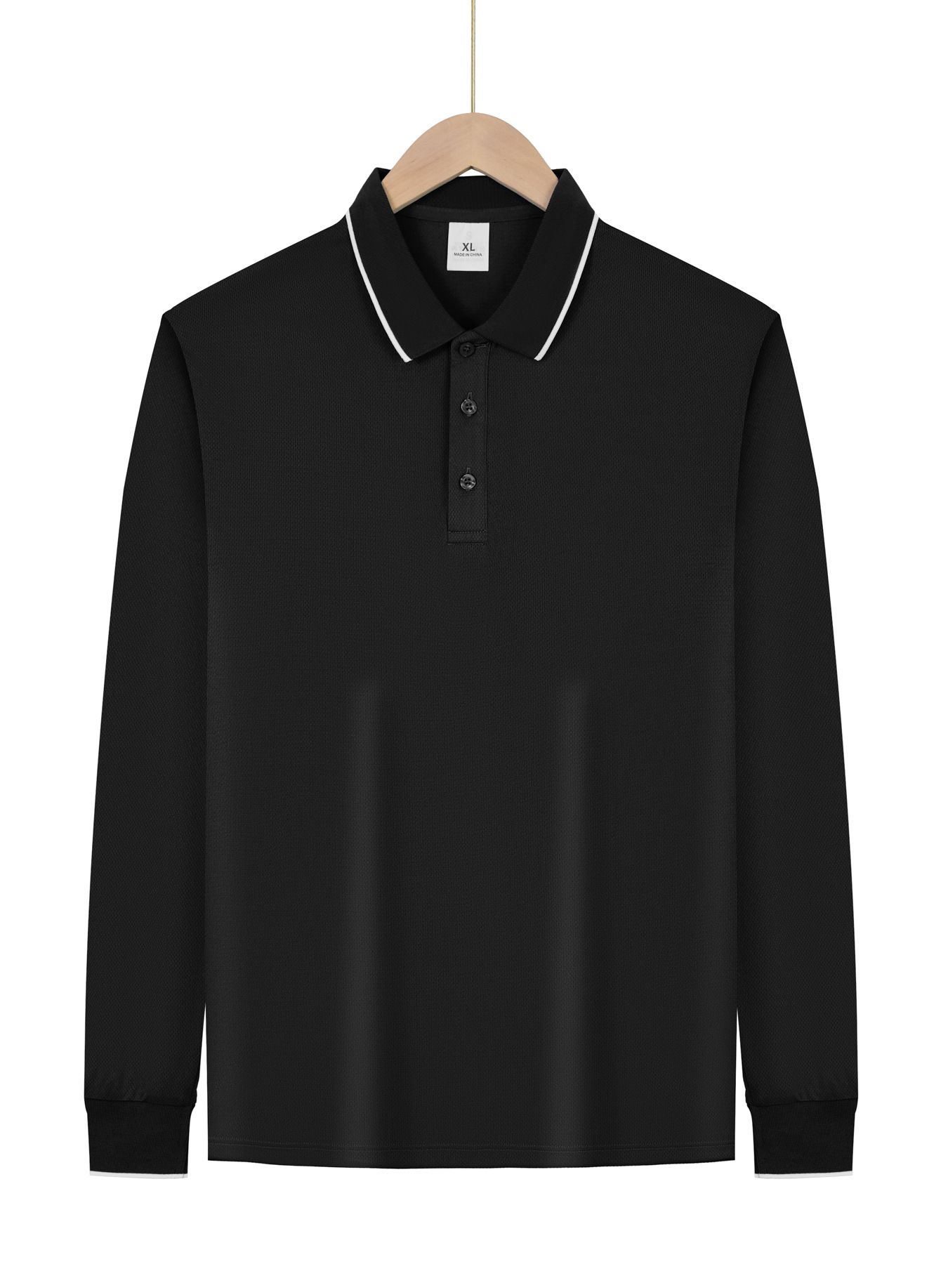 Polo da uomo casual a maniche lunghe - Leggera, tinta unita NDF-00026