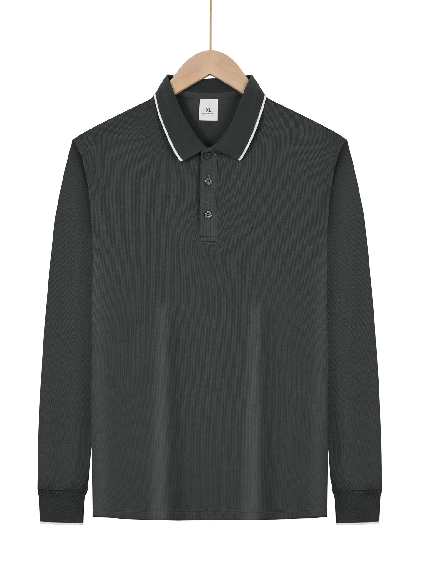 Polo da uomo casual a maniche lunghe - Leggera, tinta unita NDF-00026