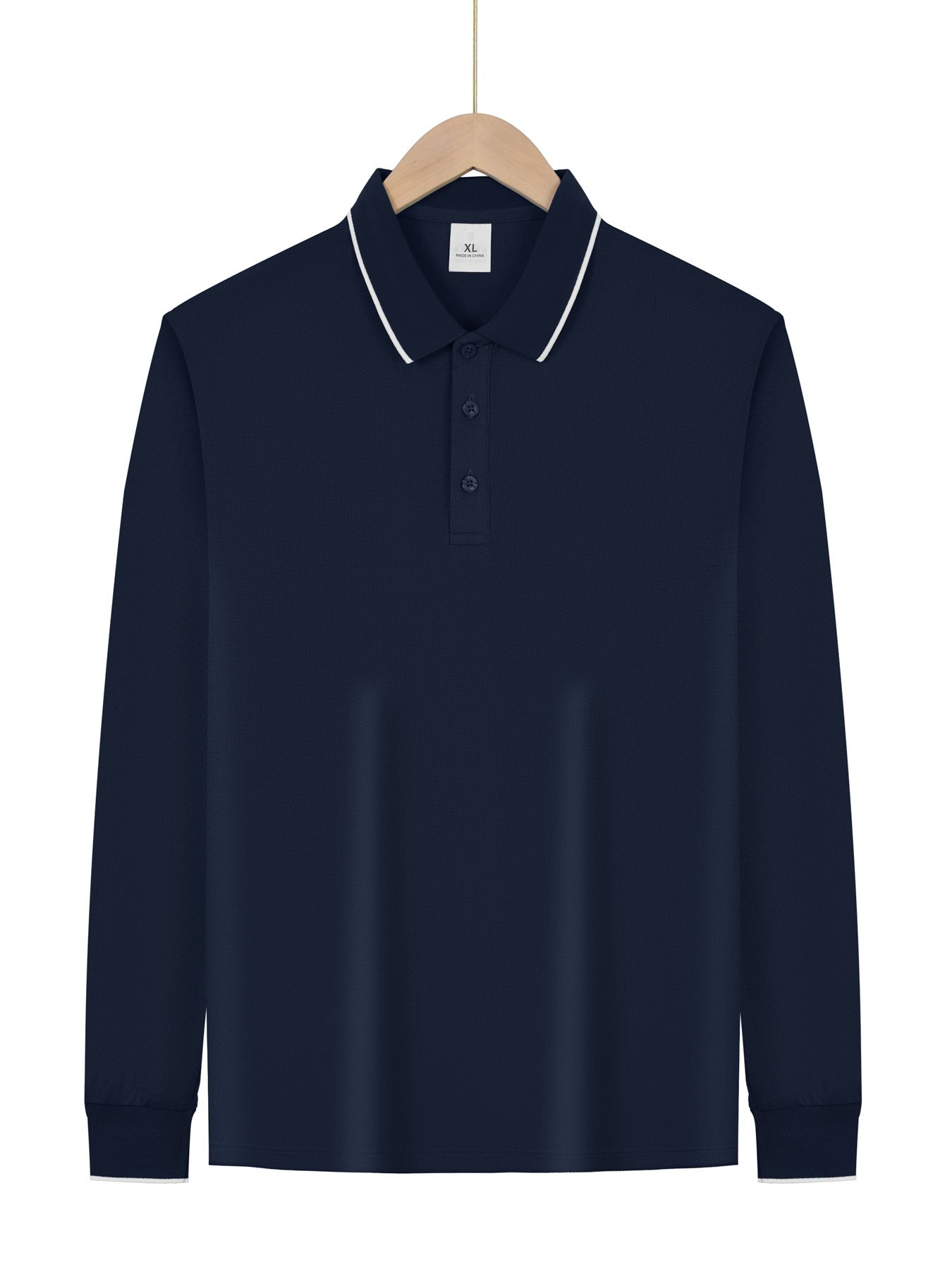 Polo da uomo casual a maniche lunghe - Leggera, tinta unita NDF-00026
