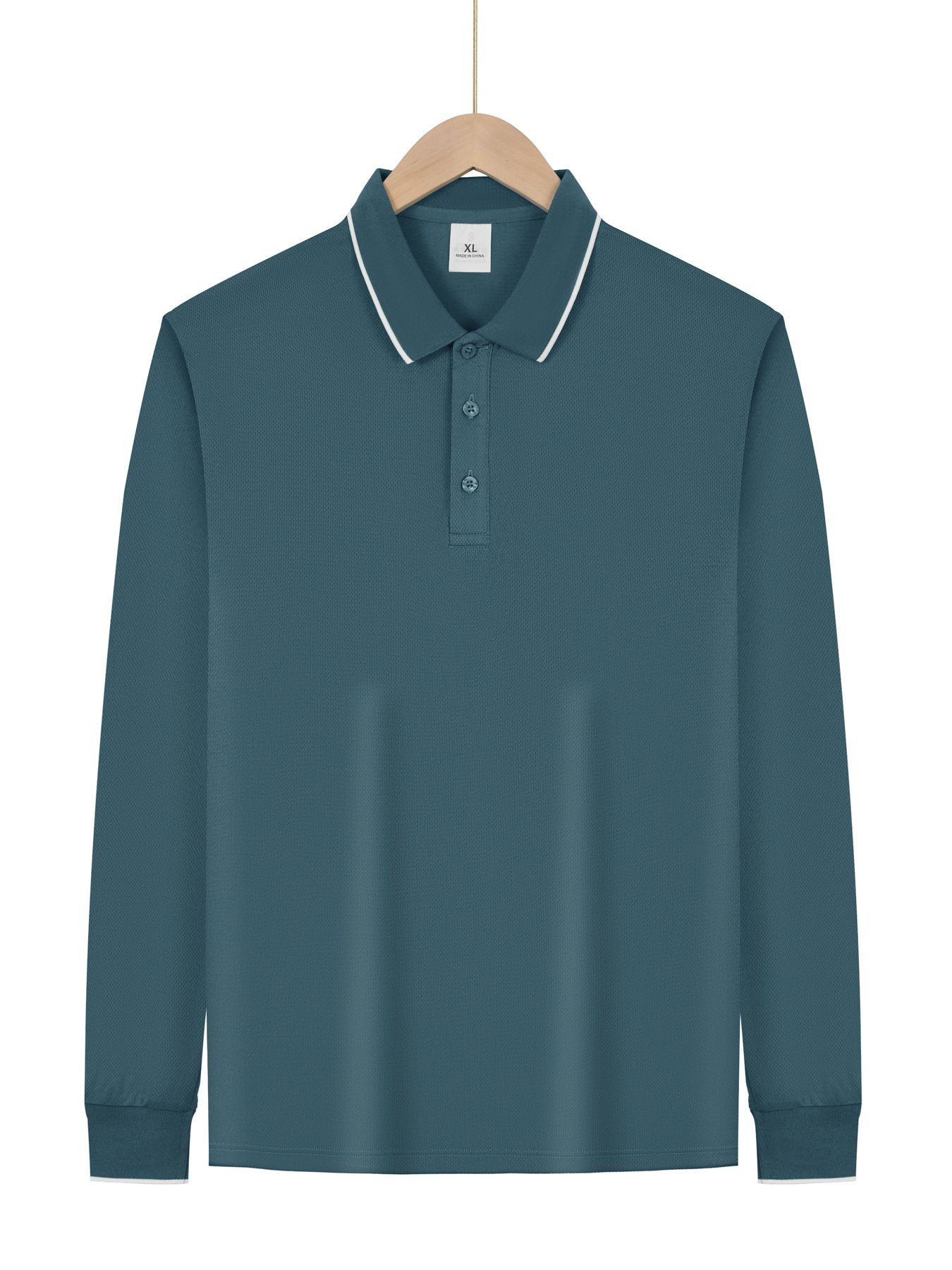 Polo da uomo casual a maniche lunghe - Leggera, tinta unita NDF-00026