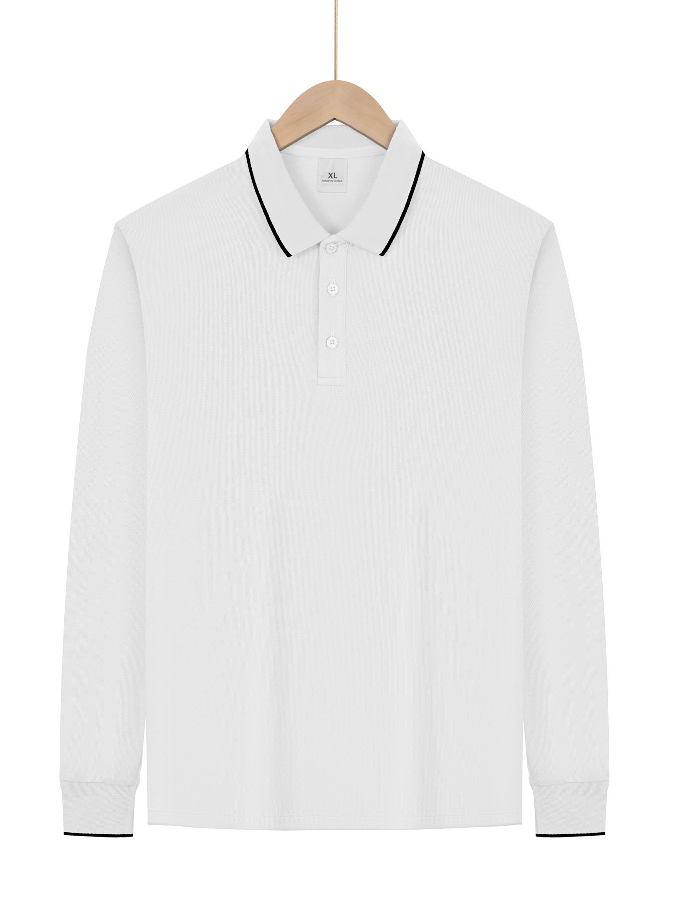 Casual Men's Long Sleeve Polo Shirt - Lightweight Solid Color NDF-00026